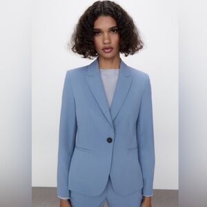 Zara Blue One Button Blazer Light Blue Size 8
